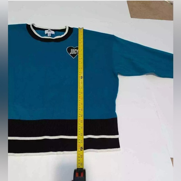 JUICY by Juicy couture heart crewneck long sleeve pullover sweater xxl turquoise - Picture 8 of 9